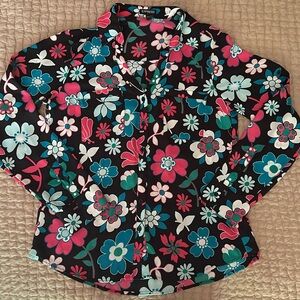 EXPRESS Bright Floral Collared Button-up Blouse